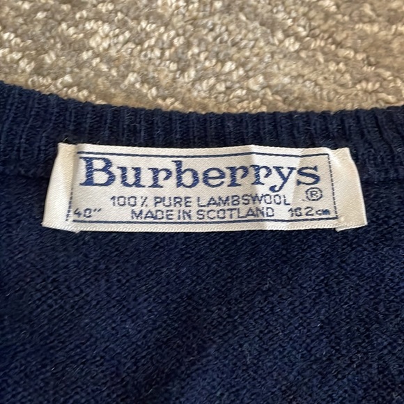 BURBERRY 100% pure lambswool sweater navy blue - Picture 6 of 8